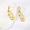 Geometric Paperclip Brass Clear Cubic Zirconia Brooch Hoop Earrings, Valentine's Day, Golden, 34x9mm