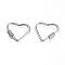 Non-Tarnish 304 Stainless Steel Screw Carabiner Lock Charms, for Necklaces Making, Quick Links, Heart, Stainless Steel Color, 22x24.5x4mm, Screw: 7x4mm