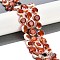 Natural Fire Crackle Agate Beads Strands, with Seed Beads, Faceted Hexagonal Cut, Flat Round, 11~13x12~13x6~7mm, Hole: 1.2mm, about 28pcs/strand, 15.55''(39.5cm)