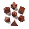 7Pcs Natural Red Jasper Beads, No Hole/Undrilled, Round & Cube & Merkaba Star, Mixed Shapes, 15~22x15~22x15~21mm
