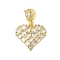 Heart Rack Plating Brass Micro Pave Cubic Zirconia Pendants, Long-Lasting Plated, Lead Free & Cadmium Free, Real 18K Gold Plated, 15x16x3.5mm, Hole: 2.5x4mm