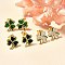 Clover Brass Micro Pave Cubic Zirconia Stud Earring, with Enamel, Rack Plating, Real 18K Gold Plated, Long-Lasting Plated, Cadmium Free & Lead Free, Mixed Color, 11.5x11.5mm
