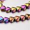 Electroplate Non-magnetic Synthetic Hematite Bead Strands, Heart, Multi-color Plated, 6x6x3mm, Hole: 1mm, about 71pcs/strand, 15.7 inch