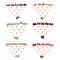 Natural Mixed Gemstone Chip Copper Wire Wrapped Connector Charms, Triangle Mesh Links, Golden, 52x80.5x9mm, Hole: 2.5mm