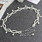 Round Plastic Imitation Pearl Beaded Tassel Chain Belts for Dress, with Alloy End Chains, Platinum, White, 1150mm