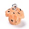 Resin Pendants, Imitation Food, with Platinum Plated Iron Screw Eye Pin Peg Bails, Cake, Dark Orange, 14x13x10mm, Hole: 2mm