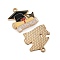 Alloy Enamel Pendants, Trencher Cap with Word Graduate Charms, Light Gold, Black, 22x22.5x1mm, Hole: 1.8mm