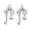Glass Pendants, with Brass Findings, Bowknot Charm, Real Platinum Plated, 20.5x10x3mm, Hole: 1.4mm