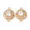 Flower Brass Connector Charms, Cadmium Free & Nickel Free & Lead Free, with Clear Cubic Zirconia, Real 18K Gold Plated, 20x15x7mm, Hole: 1.6mm