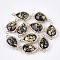 Epoxy Resin Links Connectors, with Gold Foil and Brass Findings, Teardrop, Cadmium Free & Lead Free, Golden, Black, 21~22x11~12x6~7mm, Hole: 1.5mm