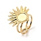 304 Stainless Steel Open Cuff Pad Ring Settings, Sun, Real 18K Gold Plated, US Size 6 1/2(16.9mm), 5mm, Tray: 8mm