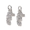 Brass Charms, with Micro Pave Cubic Zirconia and Jump Rings, Sea Horse, Clear, Platinum, 11x6x1.2mm, Hole: 3.5mm