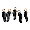 Alloy Enamel Pendants, Cadmium Free & Nickel Free & Lead Free, Light Gold, Hot Horn of Plenty/Italian Horn Cornicello Charms, Black, 21x6x6mm, Hole: 2mm