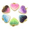 Brass Enamel Pendants, Cadmium Free & Lead Free, with Glitter and Jump Ring, Long-Lasting Plated, Real 18K Gold Plated, Heart Charms, Mixed Color, 17x18x3mm, Hole: 3.5mm