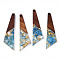 Transparent Resin & Walnut Wood Pendants, with Gold Foil, Quadrilateral Charms, Cornflower Blue, 49x13x3.5mm, Hole: 2mm