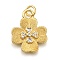 Rack Plating Brass Micro Pave Cubic Zirconia Pendants, Flower, with Jump Ring, Cadmium Free & Lead Free, Long-Lasting Plated, Real 18K Gold Plated, Clear, 18.5x15x2.5mm, Hole: 3.5mm