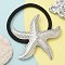 304 Stainless Steel Hair Ties, with Nylon Cord, Starfish, Stainless Steel Color, Inner Diameter: 42mm, starfish: 56x54mm
