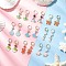 9 Pairs 9 Styles Alloy Enamel Hoop Earrings, with 304 Stainless Steel, Tortoise & Fish & Sea Horse, Golden, Mixed Color, 26.5~33x9~17mm