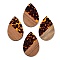 Transparent Resin & Walnut Wood Big Pendants, with Glitter Powder, Teardrop, Saddle Brown, 51.5x33~33.5x3.5mm, Hole: 2mm