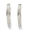 Brass Micro Pave Clear Cubic Zirconia Huggie Hoop Earrings, Teardrop, Real Platinum Plated, 16x14x2.5~2.7mm, Pin: 1mm