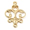 Brass Chandelier Component Links, Flower Connector, Light Gold, 21x16x1.5mm, Hole: 1.4mm