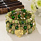 Boho Style Wood Beaded Stretch Bracelet Sets for Women, with Acrylic and Alloy Finding , Olive Drab, No Size 