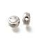 Anti-Tarnish 304 Stainless Steel Beads, Flat Round with Smiling Face, Stainless Steel Color, 5.5x3.5mm, Hole: 1.5mm