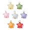 Opaque Acrylic Pendants, with Brass Finding, Star, Mixed Color, 22~23x19~20x11~12mm, Hole: 3~4mm