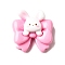 Pink Cute Opauqe Resin Cabochon, Bowknot with Rabbit, 23x22x9mm