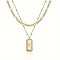Brass Micro Pave Clear Cubic Zirconia Rectangle with Initial Pendant Double Layer Necklaces for Women, with 201 Stainless Steel Chain, Golden, Letter K, 15.75~19.69 inch(40~50cm)