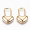 Brass Padlock Pendants, Nickel Free, Heart Lock, Real 18K Gold Plated, 21x13x3.5mm, Hole: 11x5.5mm