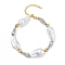 Rack Plating Brass Beaded Bracelets, with ABS Imitation Pearl Beads, Cadmium Free & Lead Free, Long-Lasting Plated, Real 18K Gold Plated, Cone, 7-1/2 inch(19cm)