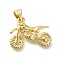 Rack Plating Brass with Cubic Zirconia Pendants, Long-Lasting Plated, Lead Free & Cadmium Free, Motorbike Charms, Real 18K Gold Plated, 13.5x18x4.5mm, Hole: 4x3.5mm