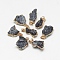 Natural Druzy Agate Pendants, Druzy Trimmed Stone, Dyed, Nuggets, Black, 23~40x13~30x7~20mm, Hole: 3x6mm