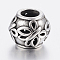304 Stainless Steel Beads, Large Hole Beads, Rondelle with Butterfly, Antique Silver, 12x10mm, Hole: 6mm