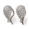Brass Micro Pave Clear Cubic Zirconia Twister Clasps, Cadmium Free & Lead Free, Teardrop, Long-Lasting Plated, Platinum, 15x8x10.5mm, Hole: 0.9mm, Inner Diameter: 5.5x8.5mm