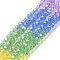 Transparent Electroplate Glass Beads Strands, AB Color Plated, Faceted, Abacus, Colorful, 4~5x3~3.5mm, Hole: 1mm, about 147pcs/strand, 20.08''(51cm)