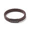 Leather Cord Bracelets, with 304 Stainless Steel Magnetic Clasps, Coconut Brown, 8-7/8 inch(22.5cm), 11.5mm