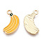 Alloy Enamel Pendants, Light Gold, Banana, Orange, 20x11x2mm, Hole: 2mm
