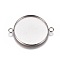 Non-Tarnish 304 Stainless Steel Cabochon Connector Settings, Plain Edge Bezel Cups, Flat Round, Stainless Steel Color, Tray: 25mm, 34x26.8x2mm, Hole: 2.2mm
