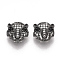Brass Micro Pave Cubic Zirconia Beads, Cadmium Free & Lead Free, Leopard, Gunmetal, 11x11x6mm, Hole: 1.5mm
