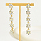 Real 18K Gold Plated Brass Micro Pave Cubic Zirconia Dangle Stud Earrings for Women, Flower, Clear, 68x10mm