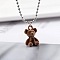 Flocking Bear Alloy Pendant Ball Chain Necklaces, Saddle Brown, Platinum, 15.75 inch(40cm)