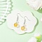 Brass Synthetic Citrine Dangle Earrings, Round, Platinum, Yellow, 42x10mm
