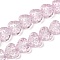 Transparent Glass Beads Strands, Heart, Pearl Pink, 13x15x7mm, Hole: 1mm, about 55pcs/strand, 25.98''(66cm)