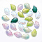 Transparent Glass Pendants, Mixed Style, Leaf, Mixed Color, 23.5x15x3.5mm, Hole: 1.5mm