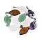 Natural & Synthetic Gemstone Pendants, Leaf Charm, with Stainless Steel Color Tone Stainless Steel Findings, 29x15x4.5mm, Hole: 2.5x5mm