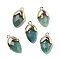 Natural Green Aventurine Pendants, with Golden Brass Finding, Straberry Shape Charms, Faceted, 19.5x12x6.5mm, Hole: 1.6mm