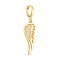 Brass with Cubic Zirconia Pendants, Wing Charms, Real 18K Gold Plated, 25.5x8.5x2.5mm, Hole: 5x6mm