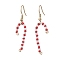 Glass Dangle Earrings, with 304 Stainless Steel Earring Findings, For Christmas, Red, 47x13mm